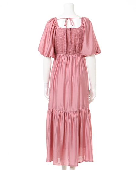 INGNI(イング) Backリボンスクエアネックバルーンスリーブ/ワンピース ピンク