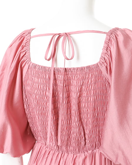 INGNI(イング) Backリボンスクエアネックバルーンスリーブ/ワンピース ピンク