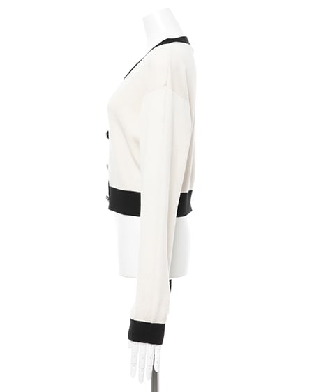 INGNI(イング) 配色装飾ボタンニットカーディガン アイボリー/クロ