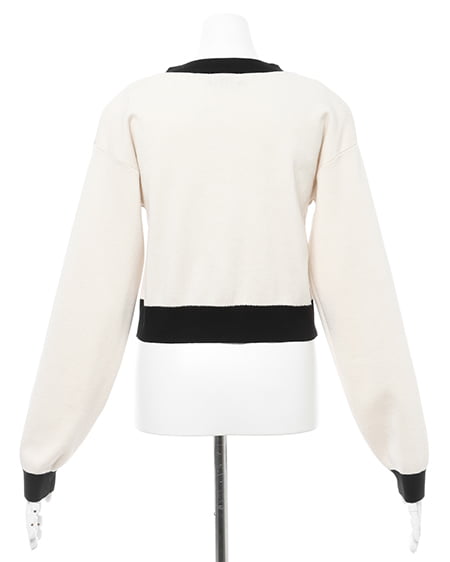 INGNI(イング) 配色装飾ボタンニットカーディガン アイボリー/クロ