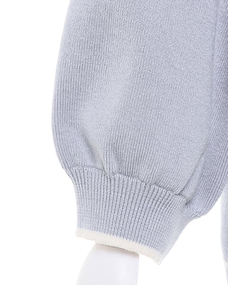 INGNI(イング) 配色半袖ニットカーディガン サックス/オフホワイト