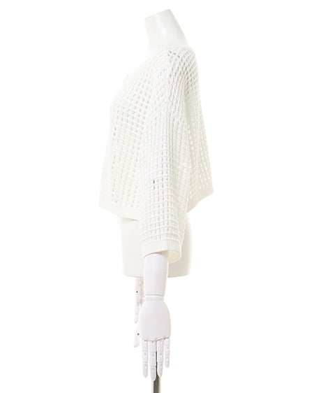 INGNI(イング) 2WAYショート丈/メッシュニット7分袖カーディガン オフホワイト