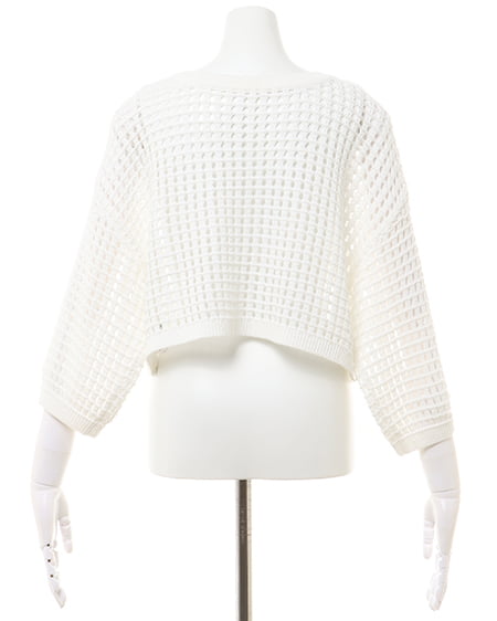 INGNI(イング) 2WAYショート丈/メッシュニット7分袖カーディガン オフホワイト