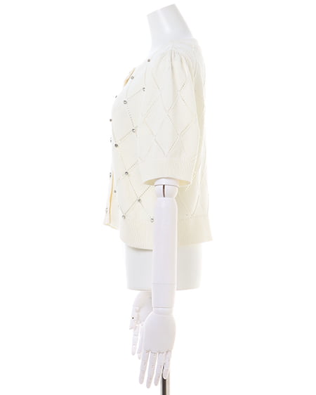 INGNI(イング) ラインストーンニットカーディガン オフホワイト