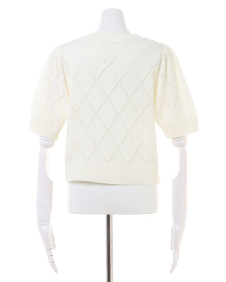 INGNI(イング) ラインストーンニットカーディガン オフホワイト