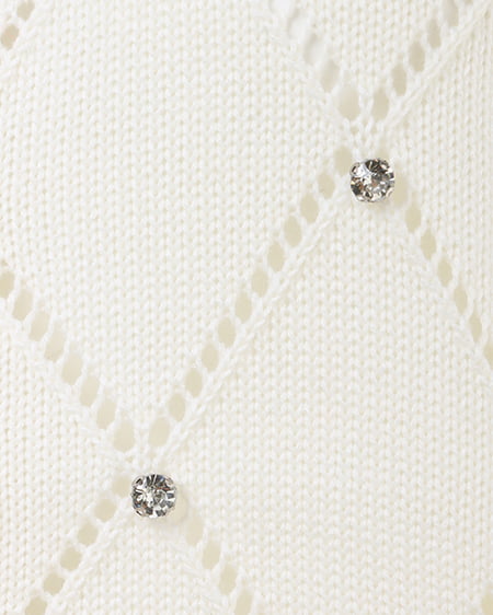 INGNI(イング) ラインストーンニットカーディガン オフホワイト