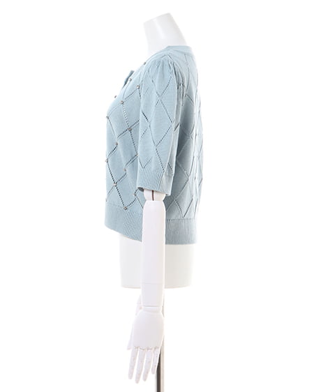 INGNI(イング) ラインストーンニットカーディガン ブルー