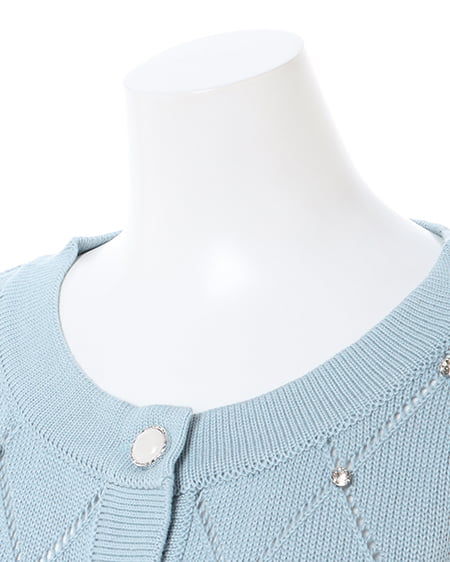 INGNI(イング) ラインストーンニットカーディガン ブルー