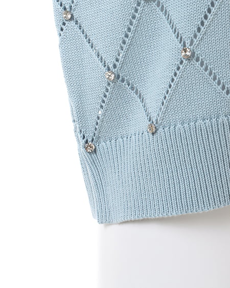 INGNI(イング) ラインストーンニットカーディガン ブルー