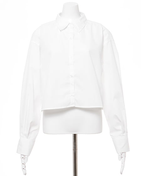 INGNI(イング) ショート丈ケーブルニットベスト+ショート丈シャツセット グレー