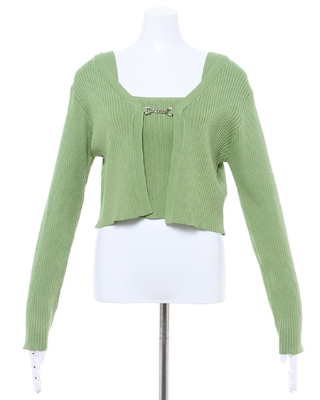 INGNI(イング) フロントチェーン付ボレロニット+キャミSET ライトグリーン