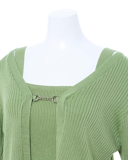 INGNI(イング) フロントチェーン付ボレロニット+キャミSET ライトグリーン