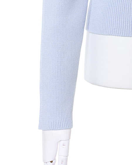 INGNI(イング) スクエアネック異素材肩リボンニット サックス