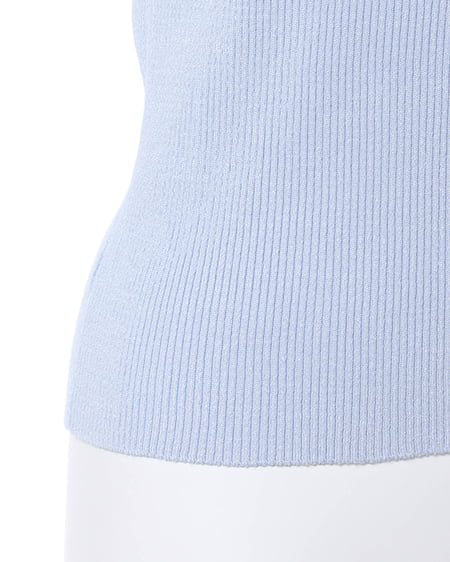 INGNI(イング) スクエアネック異素材肩リボンニット サックス