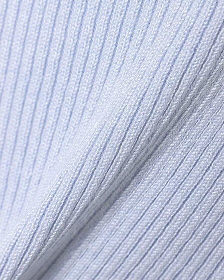 INGNI(イング) スクエアネック異素材肩リボンニット サックス