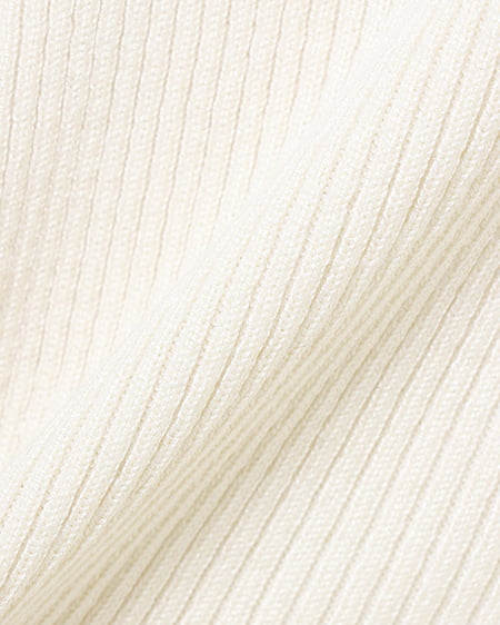 INGNI(イング) スクエアネック異素材肩リボン5分袖ニット オフホワイト