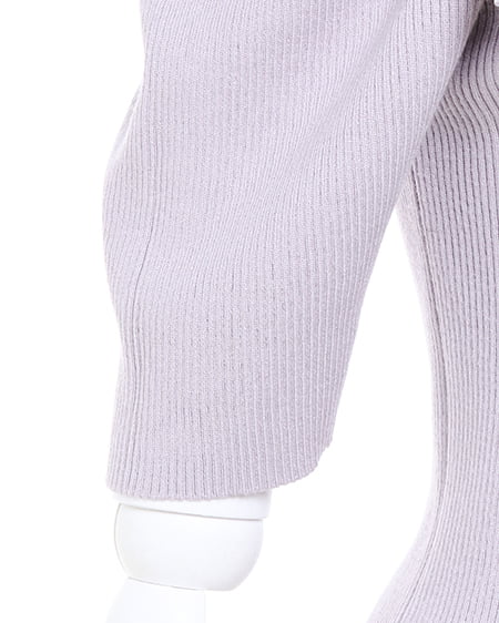 INGNI(イング) スクエアネック異素材肩リボン5分袖ニット グレージュ