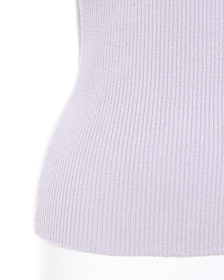 INGNI(イング) スクエアネック異素材肩リボン5分袖ニット グレージュ