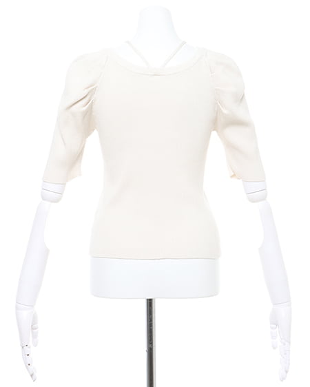 INGNI(イング) ホルタースクエアネック5分袖ニット アイボリー