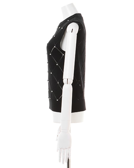 INGNI(イング) ラインストーンノースリニット クロ