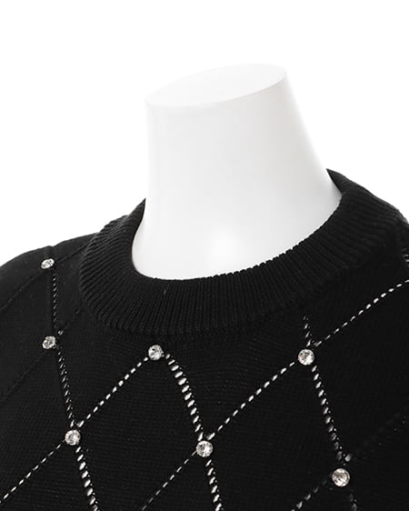 INGNI(イング) ラインストーンノースリニット クロ