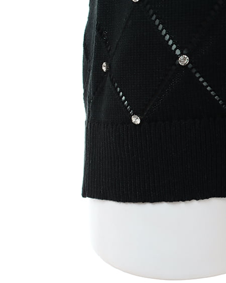 INGNI(イング) ラインストーンノースリニット クロ