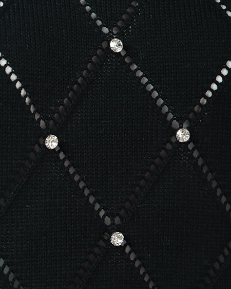 INGNI(イング) ラインストーンノースリニット クロ