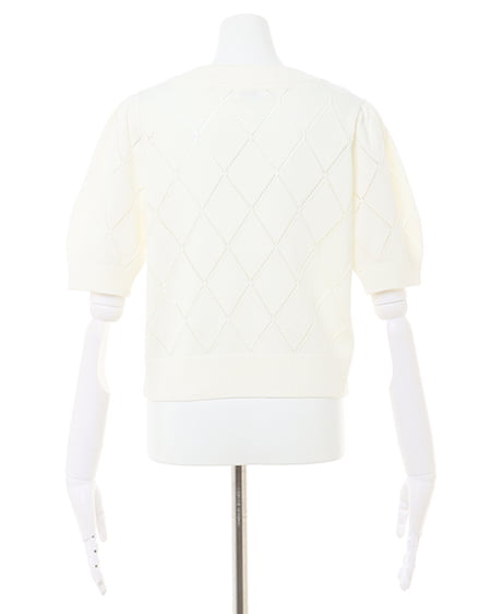 INGNI(イング) ラインストーン半袖ニット オフホワイト