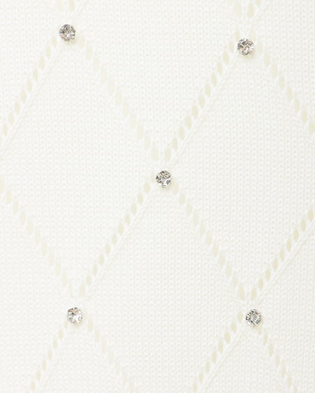 INGNI(イング) ラインストーン半袖ニット オフホワイト