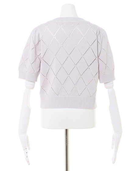 INGNI(イング) ラインストーン半袖ニット グレージュ