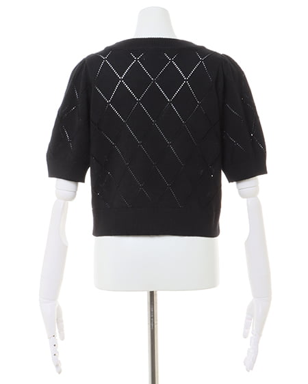 INGNI(イング) ラインストーン半袖ニット クロ