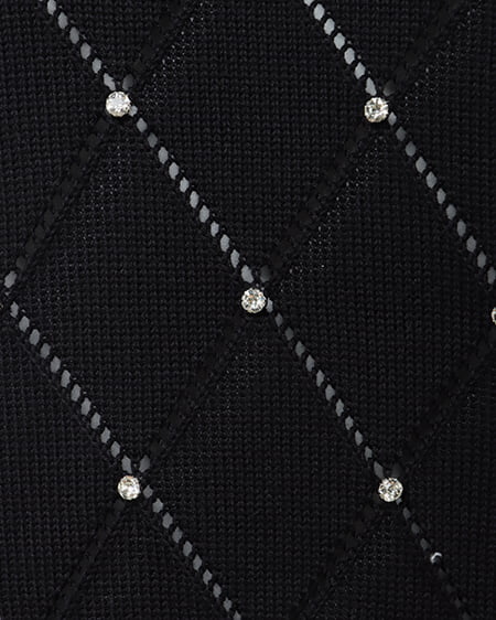 INGNI(イング) ラインストーン半袖ニット クロ