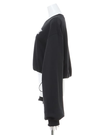 INGNI(イング) 裾ドロスト胸ロゴショートスウェットトップス クロ