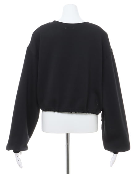 INGNI(イング) 裾ドロスト胸ロゴショートスウェットトップス クロ