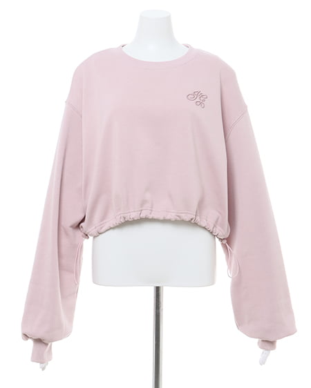 INGNI(イング) 裾ドロスト胸ロゴショートスウェットトップス スモークピンク