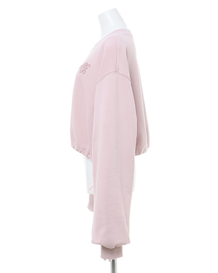 INGNI(イング) 裾ドロスト胸ロゴショートスウェットトップス スモークピンク