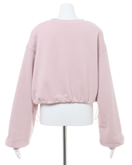 INGNI(イング) 裾ドロスト胸ロゴショートスウェットトップス スモークピンク