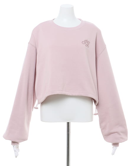 INGNI(イング) 裾ドロスト胸ロゴショートスウェットトップス スモークピンク