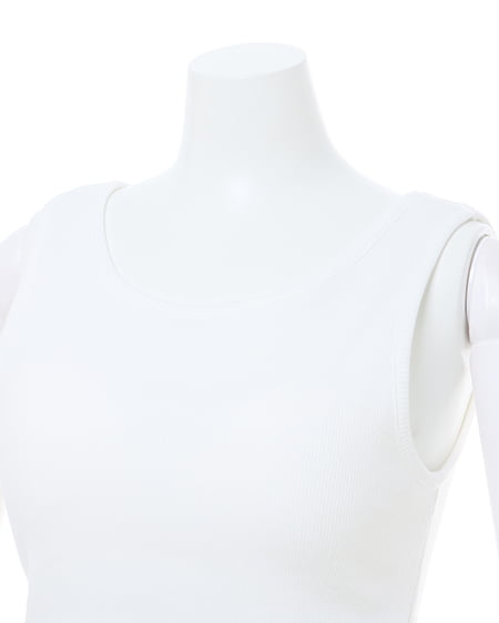 INGNI（イング） 裾ゴムロゴ配色リブタンク ｵﾌﾎﾜｲﾄ