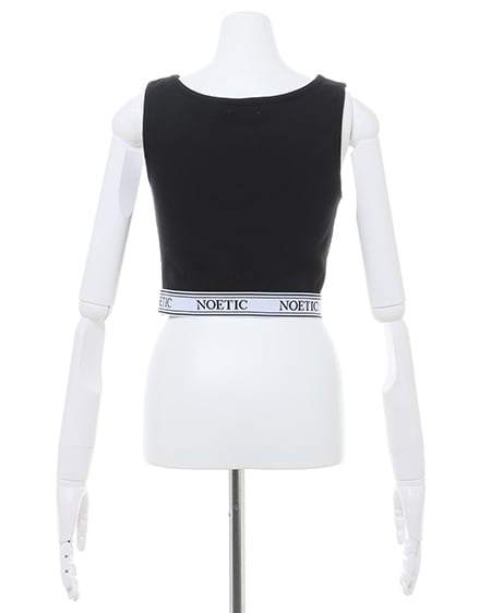 INGNI(イング) 裾ゴムロゴ配色リブタンク クロ