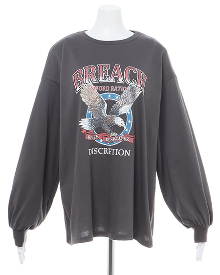 INGNI(イング) イーグルロゴロングTシャツ スミクロ/アカ