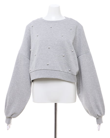 INGNI(イング) パールビジュー付スウェットプルオーバー グレー