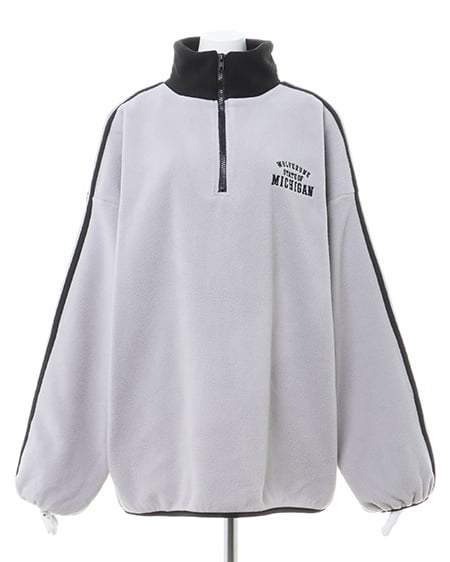 INGNI(イング) ハーフジップ配色サイドラインフリーストップス グレー