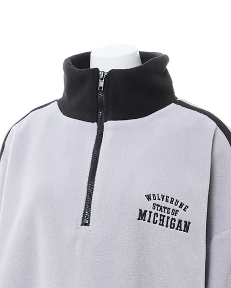 INGNI(イング) ハーフジップ配色サイドラインフリーストップス グレー