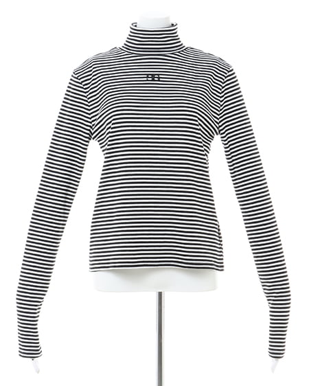 INGNI(イング) 胸刺しゅうロゴカットタートルトップス ボーダー