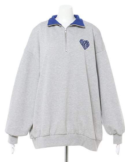 INGNI（イング） ハーフZIP襟配色BACKサガラハートチュニック ｸﾞﾚｰ