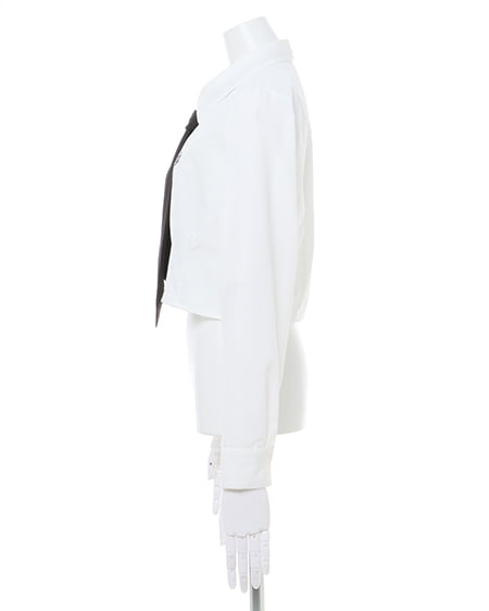 INGNI(イング) ネクタイ付刺しゅう入り/クロップドシャツ オフホワイト