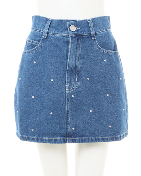 INGNI(イング) ビジュー付デニムミニスカート デニム/ブルーB