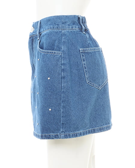 INGNI(イング) ビジュー付デニムミニスカート デニム/ブルーB