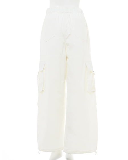 INGNI(イング) サイドファスナーナイロンワイドカーゴ/パンツ アイボリー
